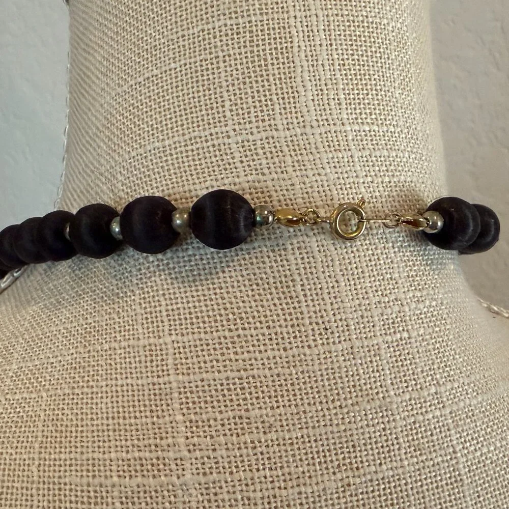 BLACK SILK THREAD Beaded Necklace